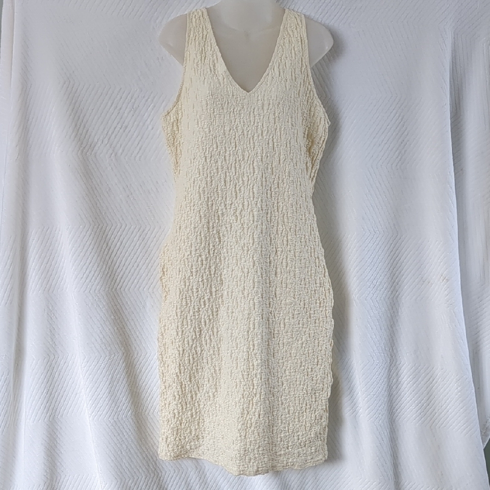 A NEW DAY Women Sleeveless Ruched Midi Aline DRESS Size M Bodycon